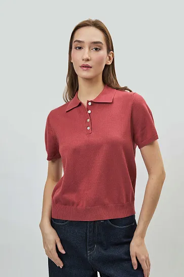 Женское поло вязанное короткий рукав SS26WKN-92016-337317 фото