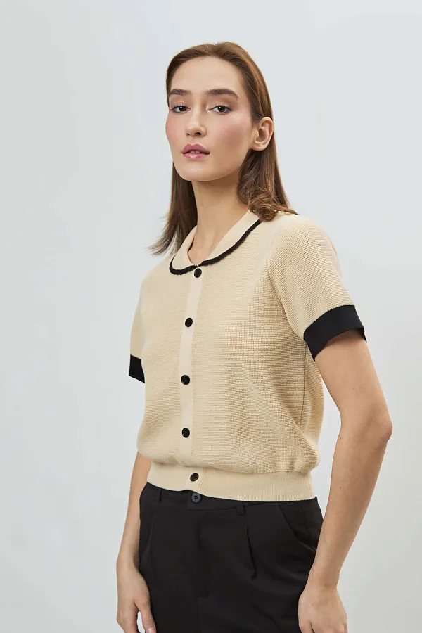 Женское поло вязанное короткий рукав SS26WKN-92017 фото