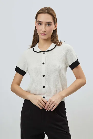 Женское поло вязанное короткий рукав SS26WKN-92017-337298 фото