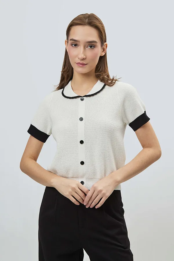 Женское поло вязанное короткий рукав SS26WKN-92017 фото