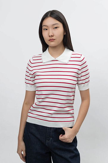 Женское поло вязанное короткий рукав SS26WKN-92014-337285 фото